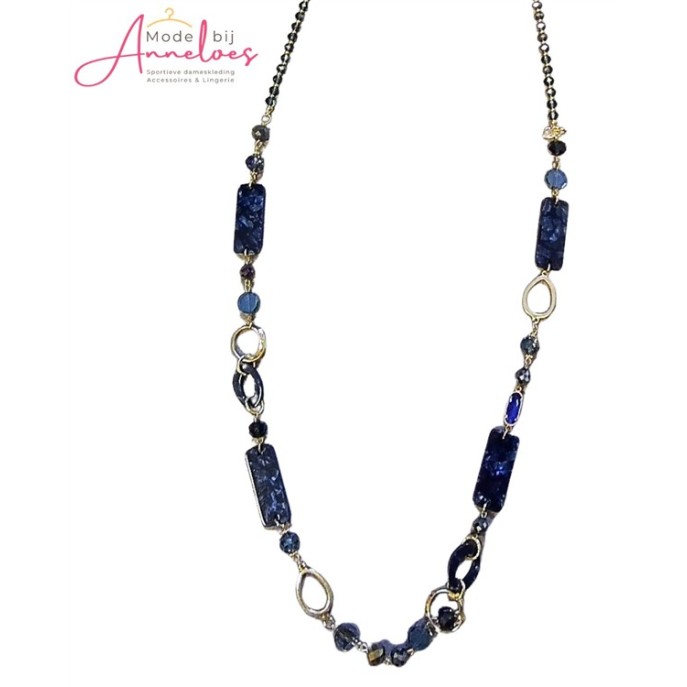 Sweet7 Ketting lang blokken 101224807 Blauw Sweet7 Ketting lang blokken 101224807 Blauw